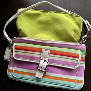 Coach Pastel Striped Wristlet Clutch